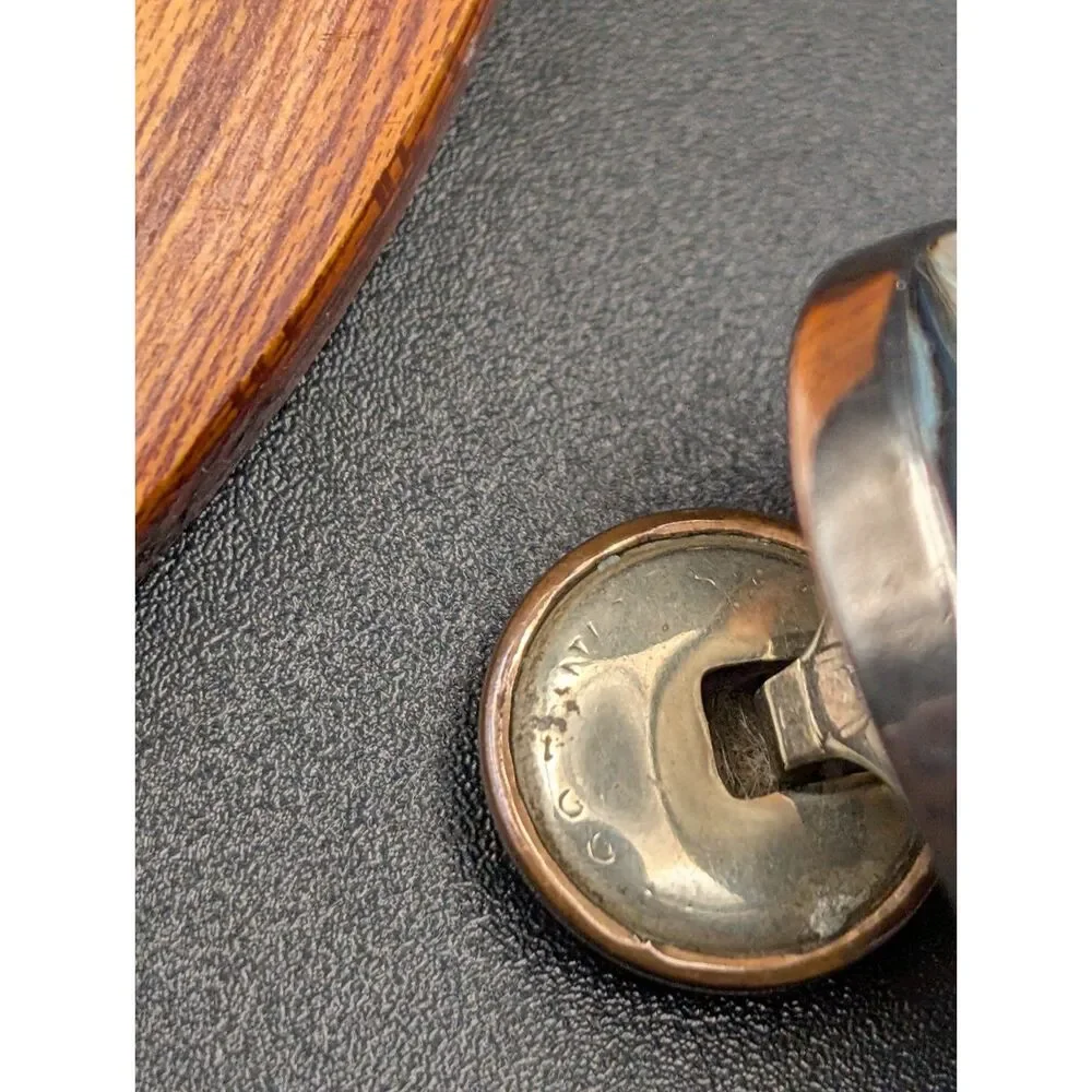 Vintage Silver Tone Cufflinks • Round Face • Toggle Closure • Marked